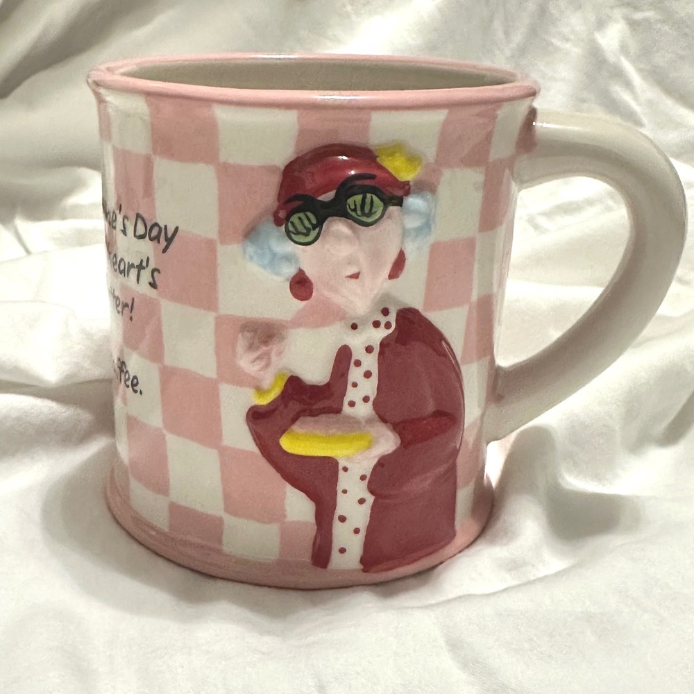 Hallmark Maxine Coffee Mug Pink Excellent 3D Valentine Stupid Coffee